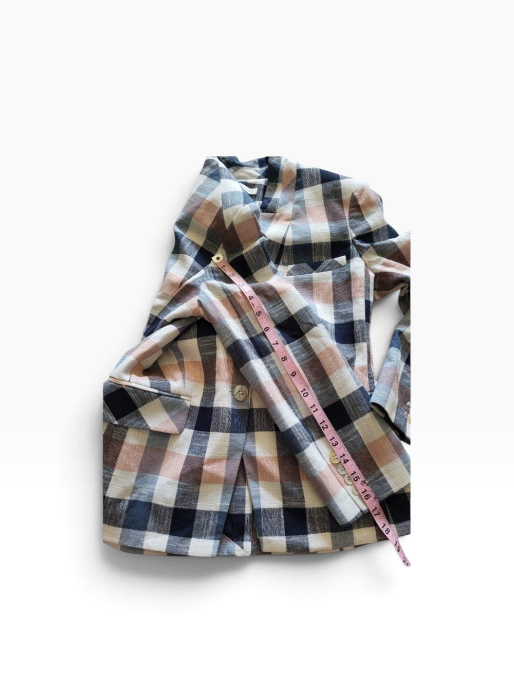 Veronica Beard Plaid Dickey Blazer SZ 6 Navy, Blush, Cream EUC - Picture 5 of 9